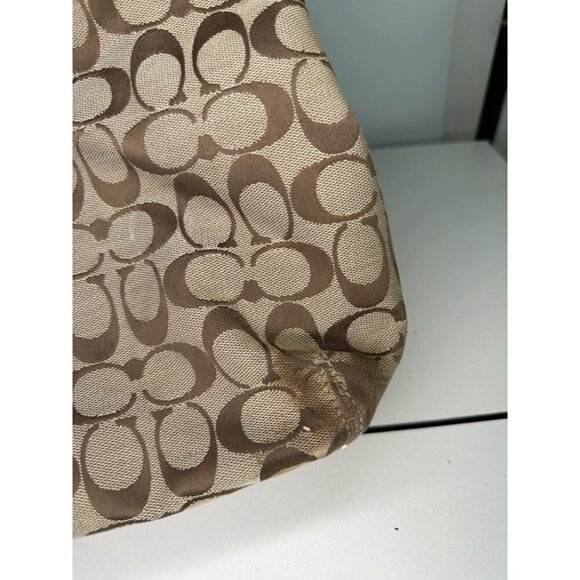 For Repair - Coach Purse Canvas Brown Large Shoulderbag H1075-F13743 - Picture 7 of 12